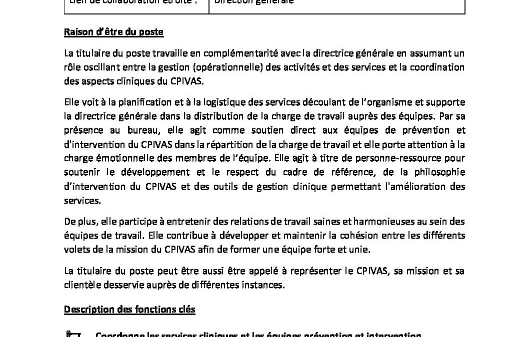 Offre d’emploi détaillée Directrice clinique25-04